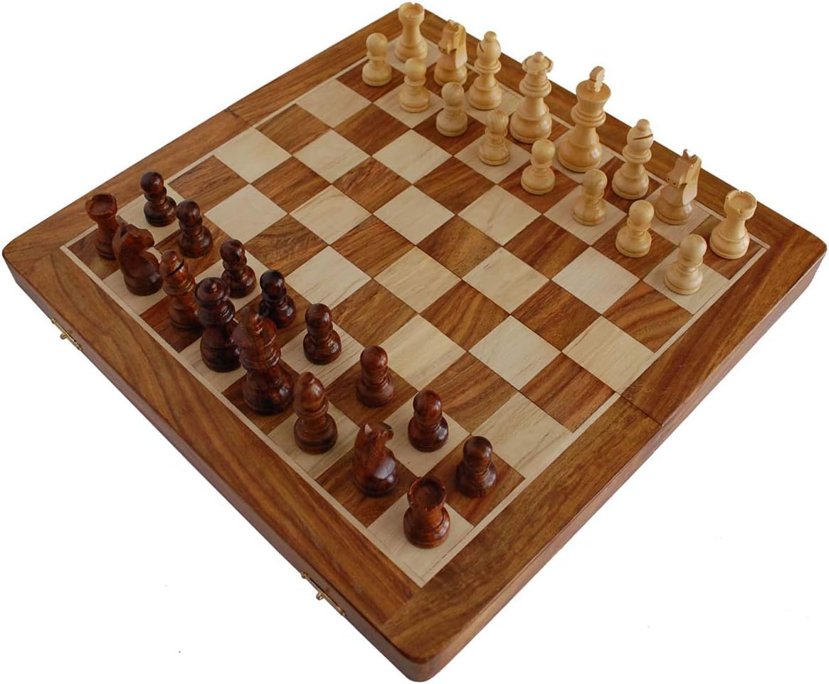 Craftngifts Limited Stock - Chess Set 12x12 Magnetic Folding Chess Set Standard Board Game with Chessmen Storage - Handmade in Fine Wood - Deal of The Day Thanksgiving