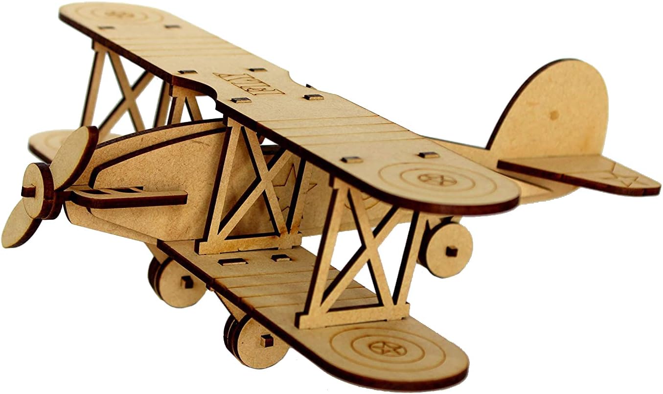 StonKraft 3D DIY MDF Puzzle - Glider, Aeroplane, Helicopter Retro Plane Model | Wooden Puzzle, DIY, Build your own, Construction Toy, Modeling Kit