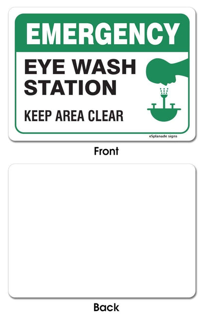 eSplanade Emergency Eye Wash Station Sign Sticker Decal - Easy to Mount Weather Resistant Long Lasting Ink (Size 10"x7")