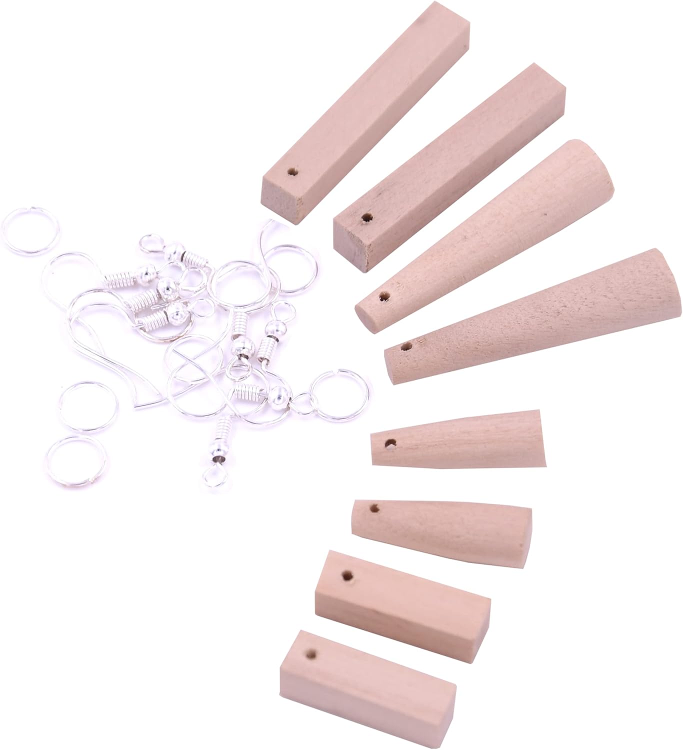 IVEI DIY Wooden 3D Earrings CUBOIDS & Cones - Set of 8 | Wooden Jewelery Making Base