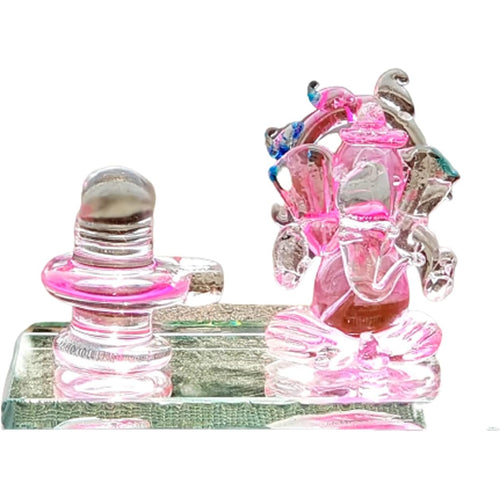 eSplanade Ganesh with Shivling Crystal Glass Showpiece Figurine Murti Idol Statue Sculpture (2