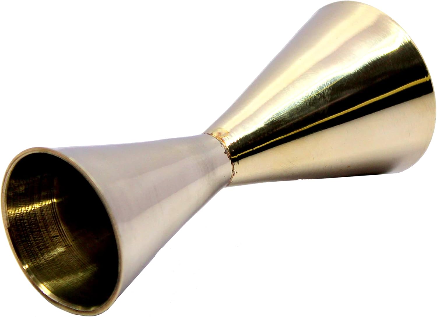 eSplanade Brass Liquor Peg Measuring Glass Jigger Bar Tool - Double Sided - 30 and 60 ml - Silver & Golden Engraved (Double Sided)