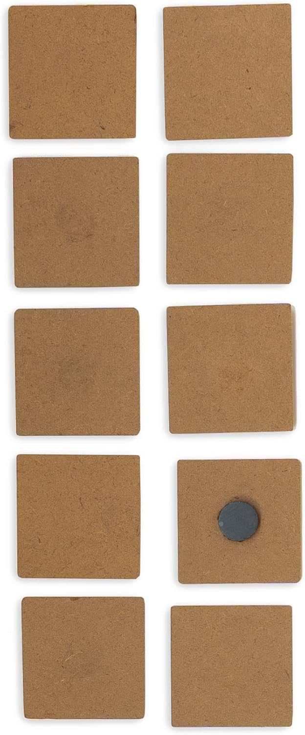 IVEI DIY MDF Wood Sheet Craft Magnet - Plain MDF Fridge Magnet Blanks Cutouts - Magnets for Painting Wooden Sheet Craft, Decoupage, Resin Art Work & Decoration (3in - Square (Set of 10))