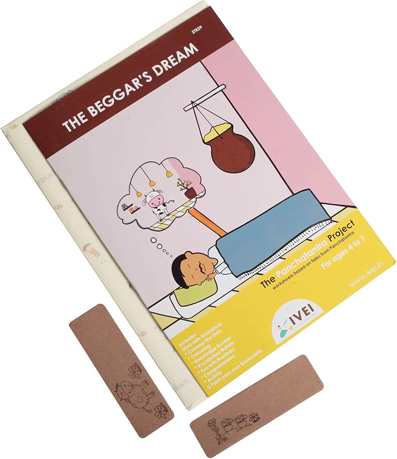 IVEI Panchatantra Story Kids Learning Book - Workbook and 2 DIY Bookmarks - Colouring Activity Worksheets - Creative Fun Activity and Education for Kids - The Beggar’s Dream (Age 4 to 7 Years)