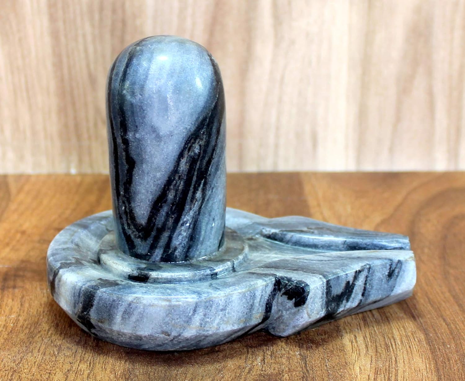 KLEO Baahubali Design Big Size Grey/Black Natural Stone Shiva Lingam Shiv Ling Idol Murti for Daily Pooja Purpose- 4.25, 5 inches