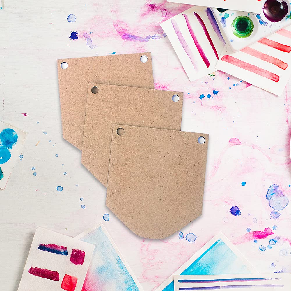 IVEI DIY Wood Sheet Craft - MDF Cutouts Bunting/Toran - Scallop Painting MDF Wooden Sheet Craft - 6pcs for Decoupage MDF Plains, Resin Art Work & Decoration