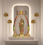 eSplanade Brass Krishna Murti Idol Statue Sculpture (Very Big Size - 46" inches Height) | Krishna Idol with Arch Stand Singhasan | Pooja Idols | Home Decor