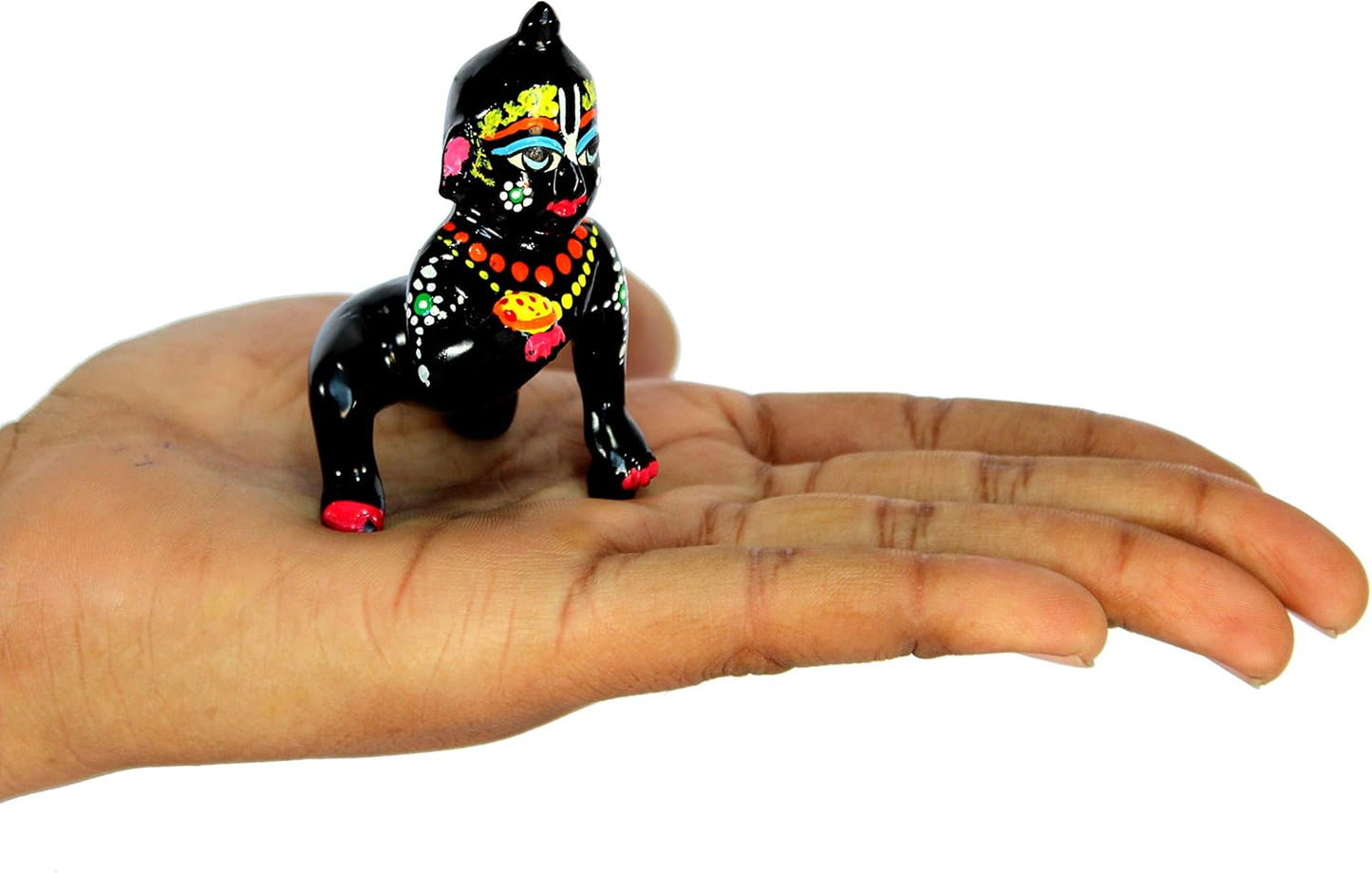 eSplanade - Black Painted Brass - (3") 7.5 cms - Laddoo Gopal Baby Krishna Kishan Baby Krishna Thakurji Murti Idol Statue Sculpture