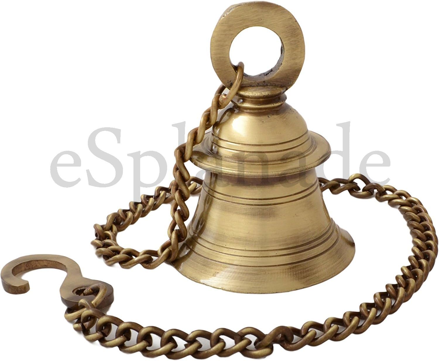eSplanade - Brass Hanging Bell with Chain | Brass Hanging Bell Ghanti | Home Decor | Door Decor | Pooja Accessories