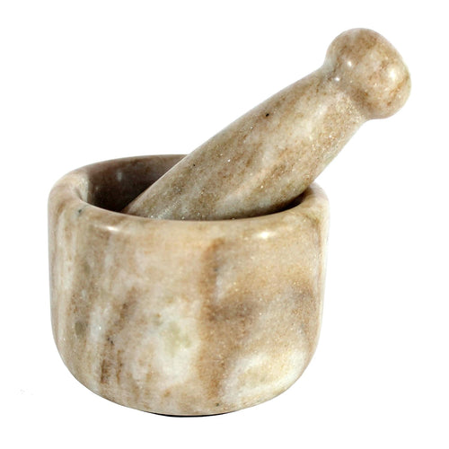 KLEO Marble Stone Mortar and Pestle Set as Okhli Musal Kharad Khallad Spice, Medicine Grinder Masher - 2.5