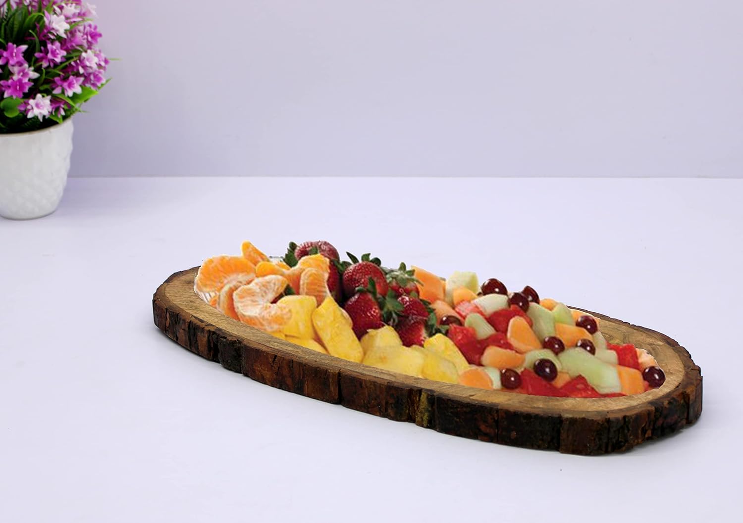 KLEO Serving Tray Platter Dish for Home and Kitchen Tableware Serveware - Wooden - 12" & 16" Diameter - Brown