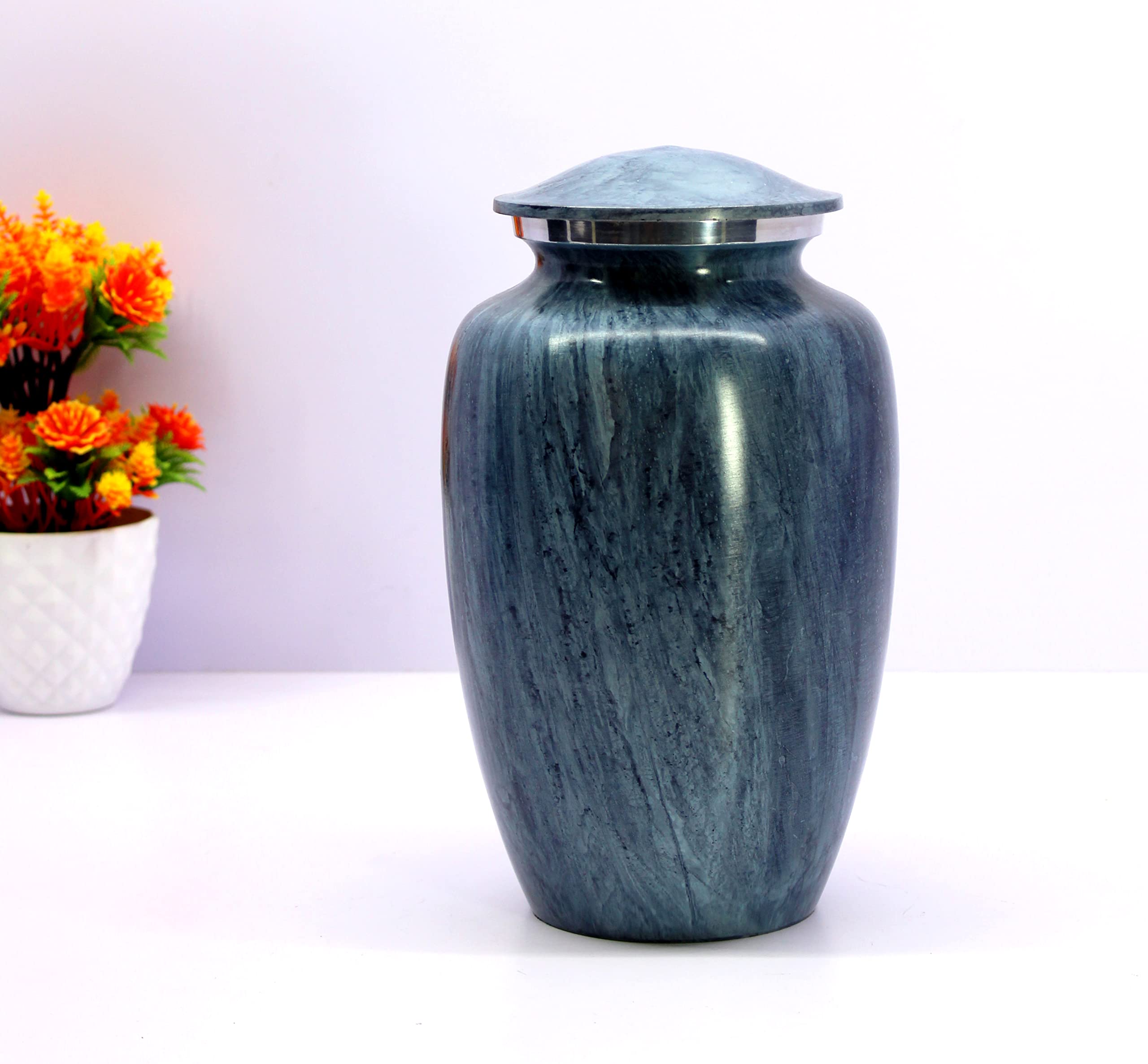 eSplanade Metal Cremation Urn Memorial Jar Pot Container | Full Size Printed Urn for Funeral Ashes Burial | Metal Urns | (Multicolor) - 10" Inches