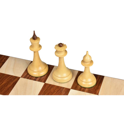 Royal Chess Mall 1950s Soviet Latvian Reproduced Chess Pieces Only Chess Set, Golden Rosewood and Boxwood Wooden Chess Set, 4-in King, Double Weighted Chess Pieces (2.5 lbs)