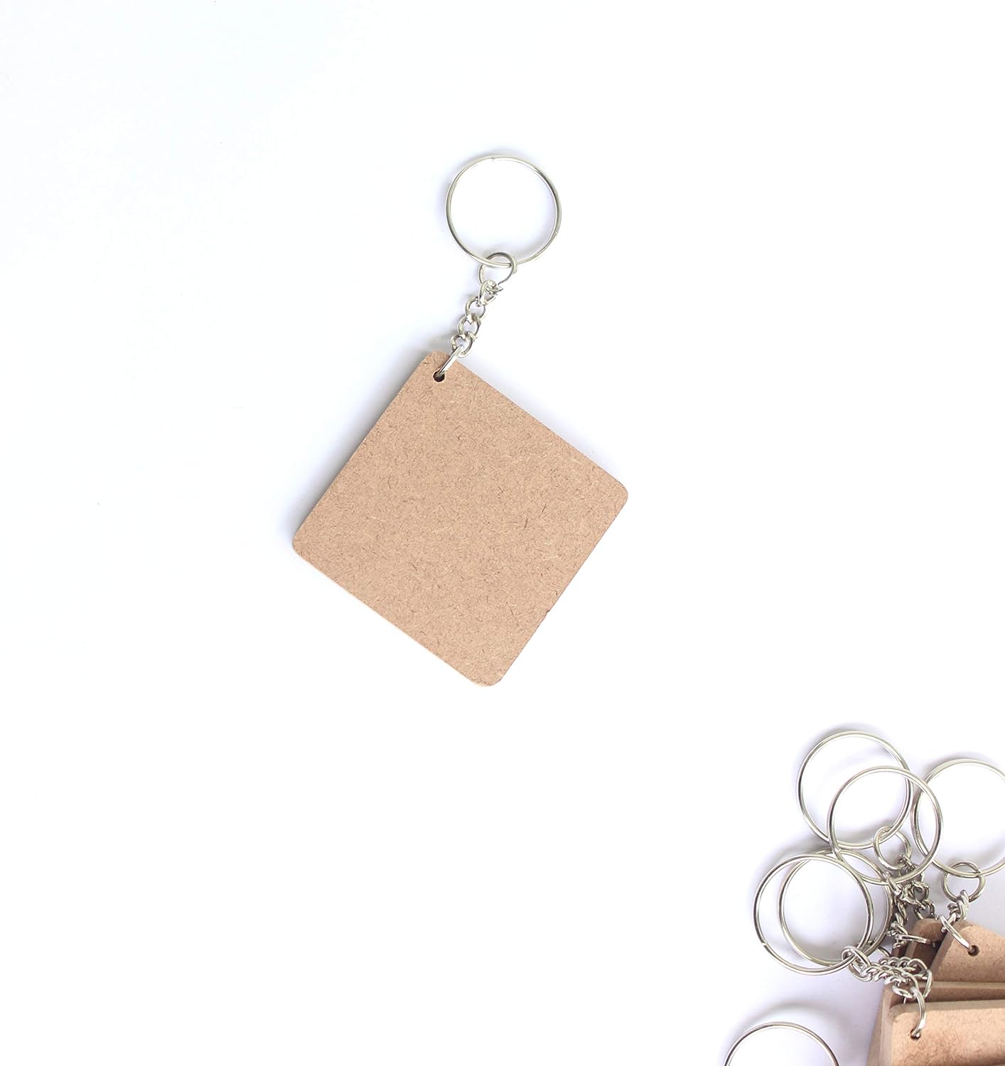 IVEI DIY MDF Key Chains Wood Sheet Craft - MDF Plain Square Shaped Key Chains for Painting Wooden Sheet Craft - Set of 20-2 in X 2 in for Decoupage MDF Plains, Resin Artwork & Decoration (Multi-shaped)