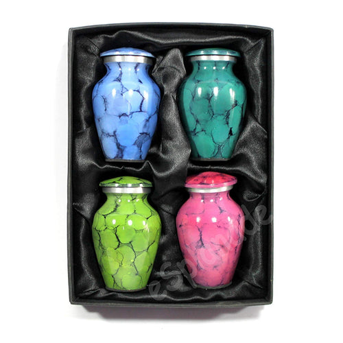 eSplanade- Cremation Mini urn Keepsake Memorial | Set of 4 Small urns for Ashes Funeral Burial Container jar Pot