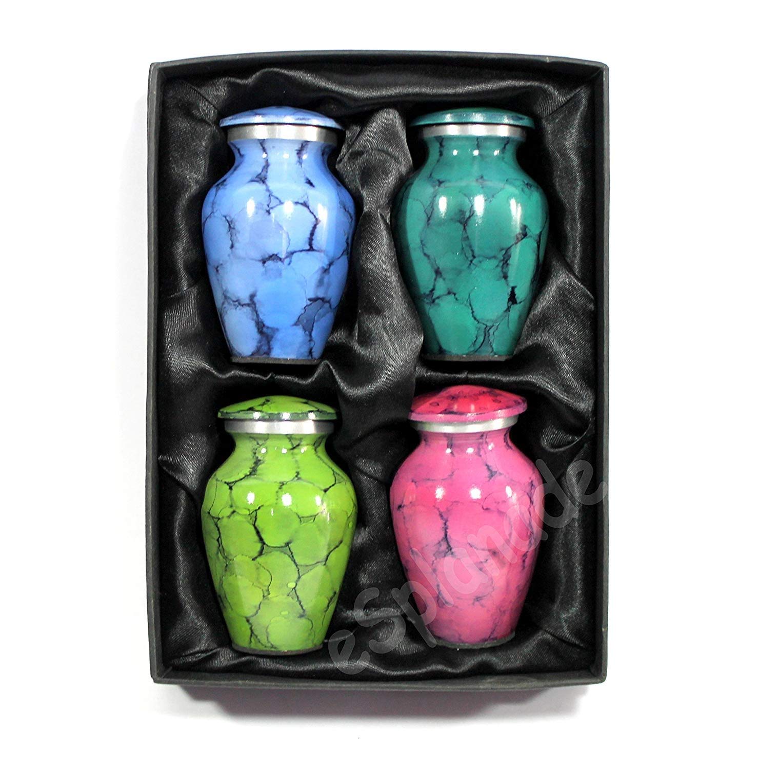 eSplanade- Cremation Mini urn Keepsake Memorial | Set of 4 Small urns for Ashes Funeral Burial Container jar Pot