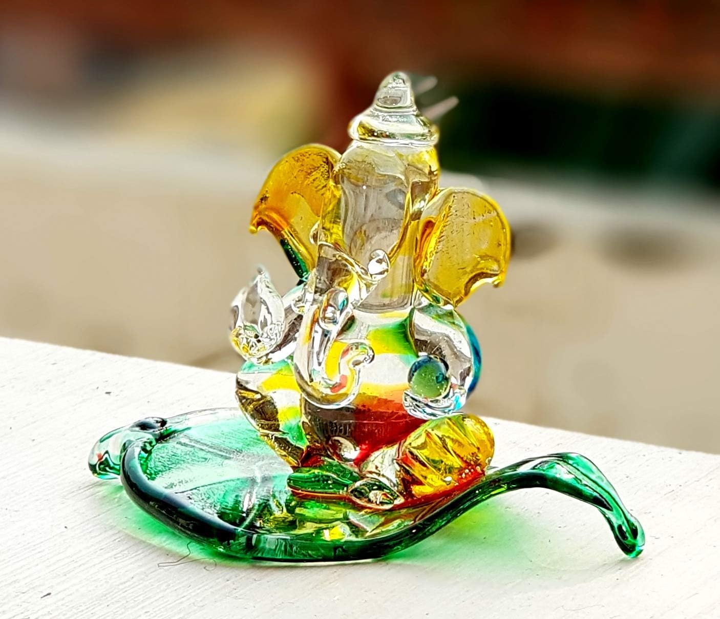 StonKraft Ganesha Ganesh Murti Idol Statue Sculpture (2.5") Car Dashboard Idols | Crystal Glass