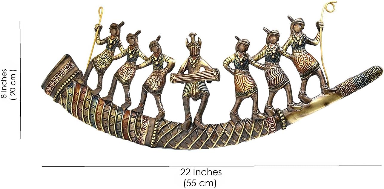 StonKraft Brass Tribal Folk Dancers Wall Hanging (22" x 8") BIG SIZE