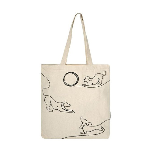 SKAPADORO Canvas Zip Tote - 100% Cotton, Embroidered Tote Bags For Travel, College, Beach, Shopping, Grocery, Easy to Wash Trendy Everyday Shoulder Bag - Dog Lovers & Idea Design