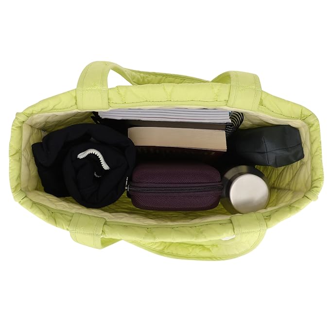 SKAPADORO Quilted Cotton Tote Bag, Multipurpose Hand Bag for Women, Girls For Shopping Travel College, Office, Everyday Use Shoulder Bag, Washable & Eco-friendly - Blue & Green Design