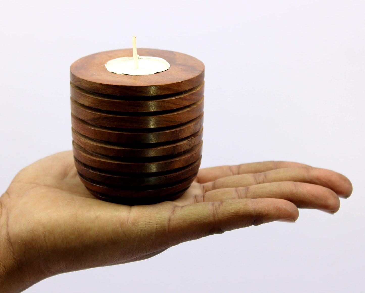 eSplanade Wooden Tealight Candle Holder Votive Holder - 2.9" Inches - Brown