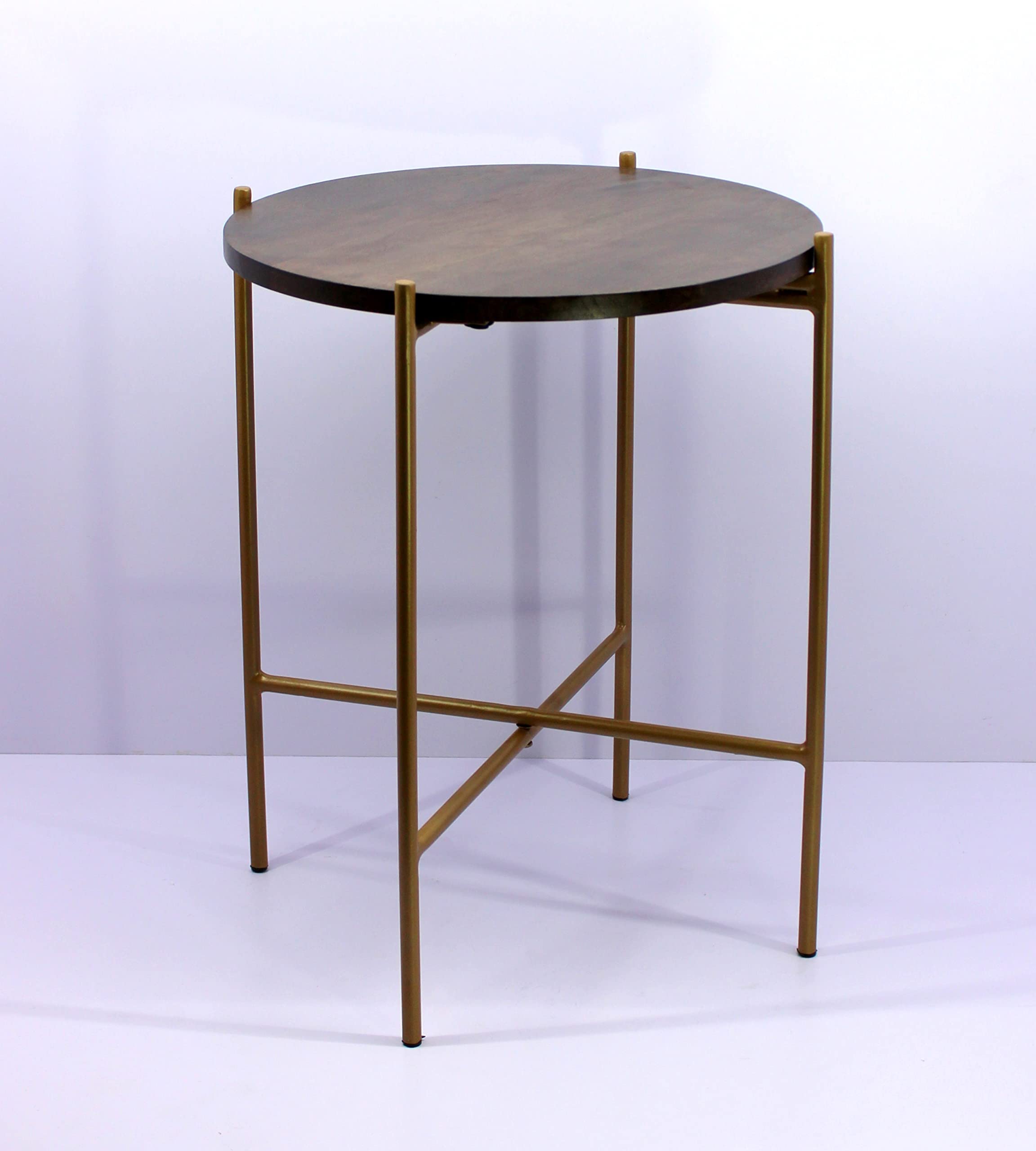 eSplanade Round Corner Table Stand Coffee Table for Living Room - Wood - 21" Inches Height - Brown