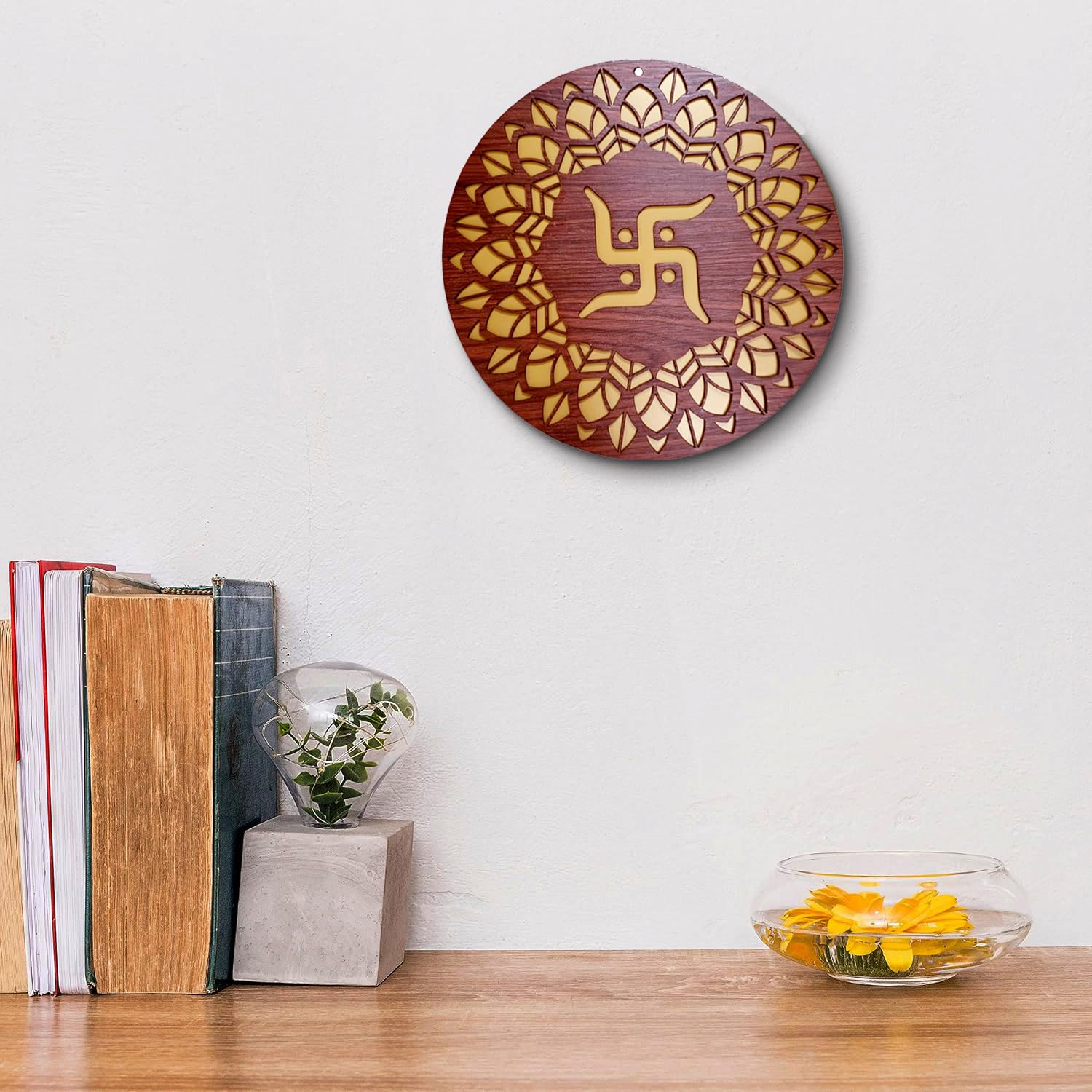 ESPLANADE Wood Wall Hanging- Satiya, Om, Ganesh & Mandala Home Decoration Items for Living Room, Wall Decor Items, Decor for Home and Office - 12in