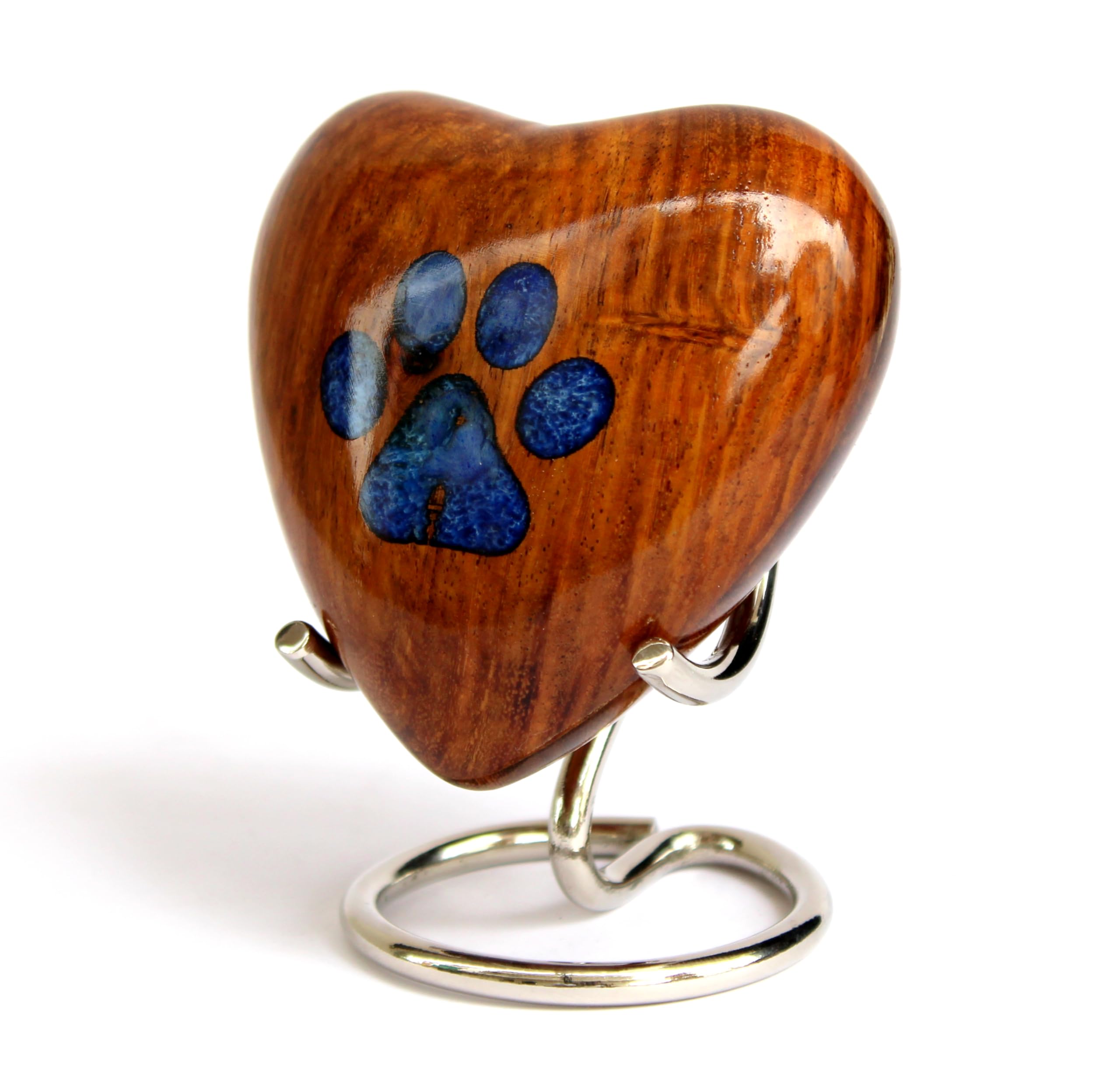 ESPLANADE Cremation Urn for Ashes for Pets, Keepsake Memorial, Handmade Beautiful Urns, Mini Heart Urn | Small urn for funeral burial container jar pot | Color: Brown, Size-3.2 Inches (Brown & Blue) - Paw & Wings