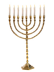 eSplanade Pure Brass Menorah 9 Branched Candle Holder | Table Centerpiece & Jewish 7 Branch Candlestick Candle Holder for Home Decor, Wedding, Church, Diwali Decoration and Gifting