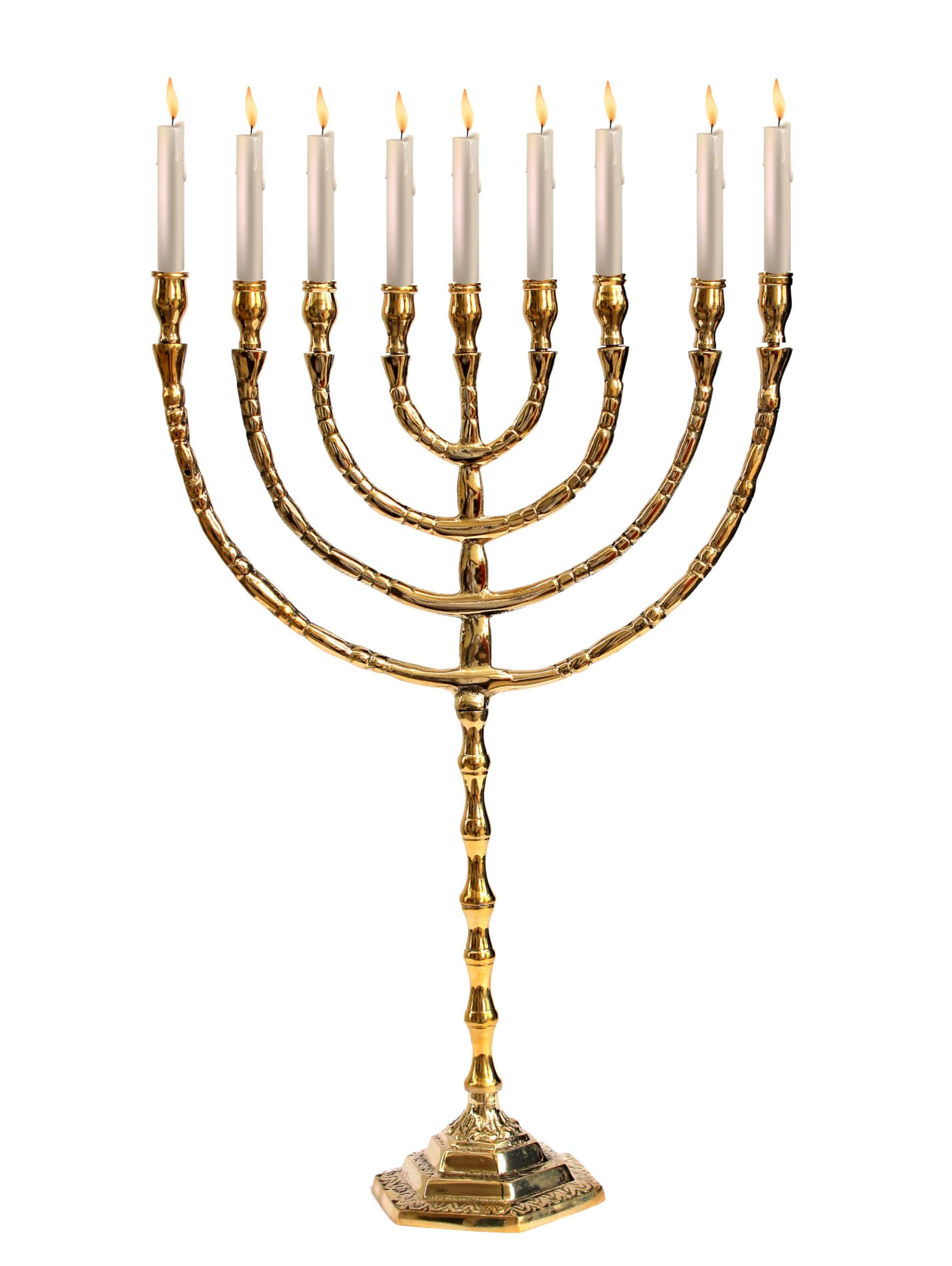eSplanade Pure Brass Menorah 9 Branched Candle Holder | Table Centerpiece & Jewish 7 Branch Candlestick Candle Holder for Home Decor, Wedding, Church, Diwali Decoration and Gifting