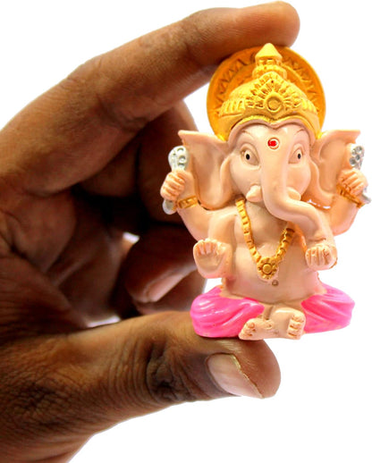 eSplanade Resin Ganesha Ganesh Idol Murti Figurine Statues - Set of 4 | Home Décor - Car Dashboard | Multicolour - 2" Inches (Small)