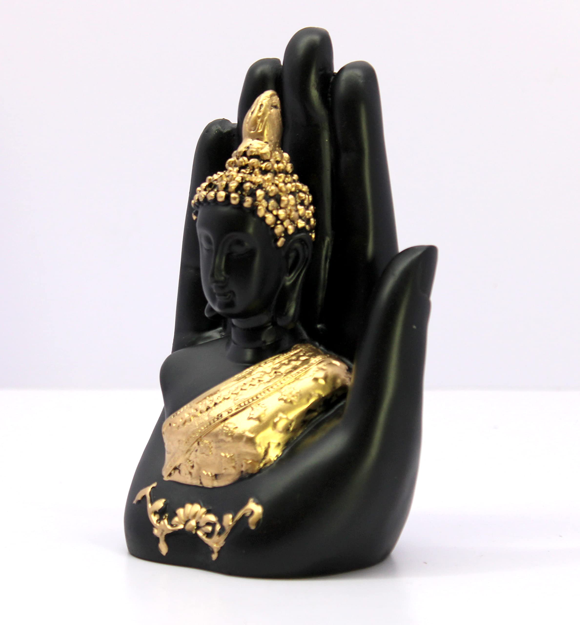 ESPLANADE Buddha Showpiece for Home Decor | Resin Palm Buddha Statue for Living Room, Office Table | Tibetan Decorative Items, Antique Idol & Figurine for Room Decor | Housewarming Gifts