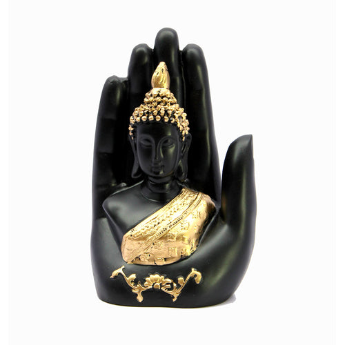 ESPLANADE Buddha Showpiece for Home Decor | Resin Palm Buddha Statue for Living Room, Office Table | Tibetan Decorative Items, Antique Idol & Figurine for Room Decor | Housewarming Gifts
