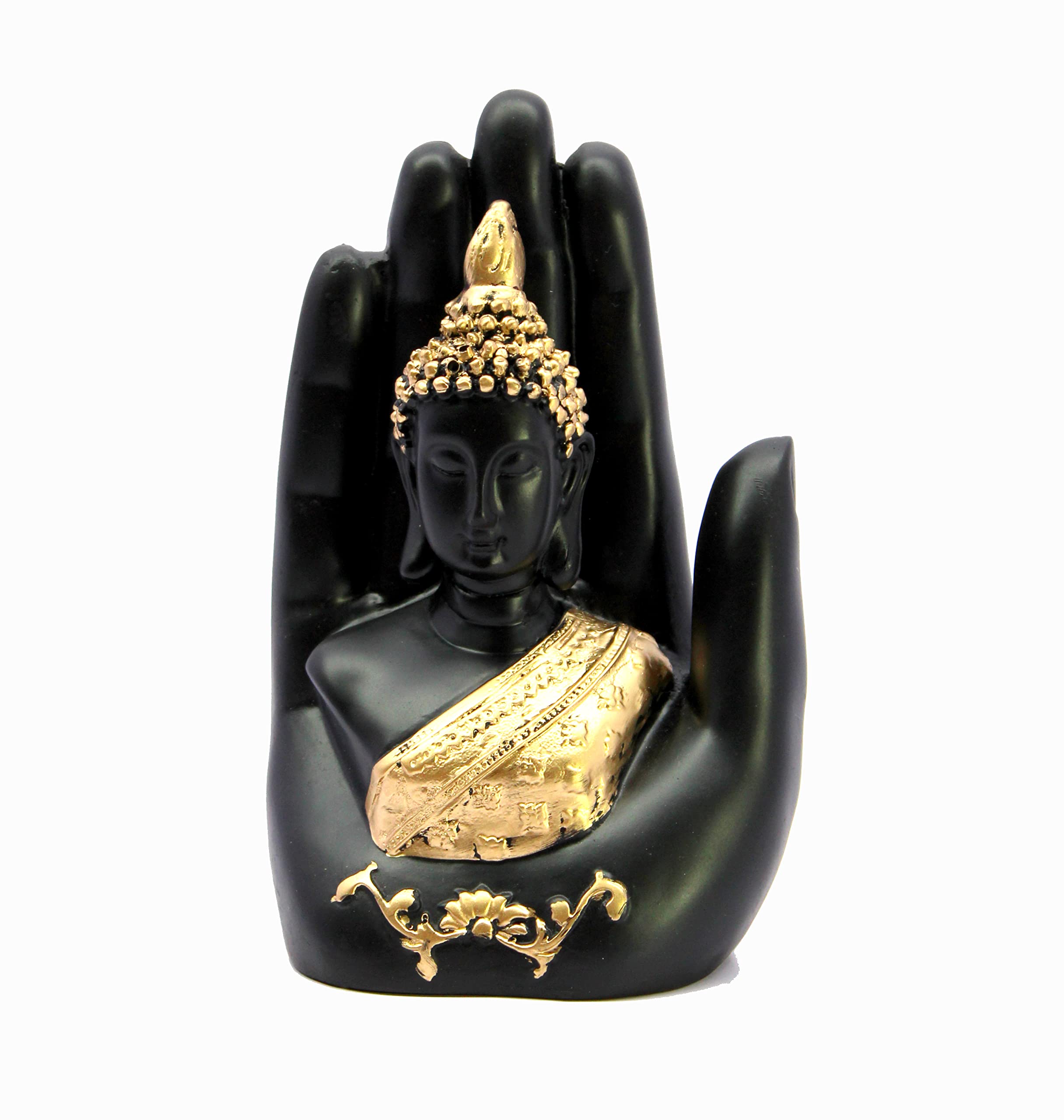 ESPLANADE Buddha Showpiece for Home Decor | Resin Palm Buddha Statue for Living Room, Office Table | Tibetan Decorative Items, Antique Idol & Figurine for Room Decor | Housewarming Gifts