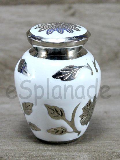 eSplanade Metal Mini Cremation Urn Keepsake Memorial Jar Pot Container | Small Urn for Funeral Ashes Burial | Engraved Metal Keepsake | Navy Blue - 3" Inches