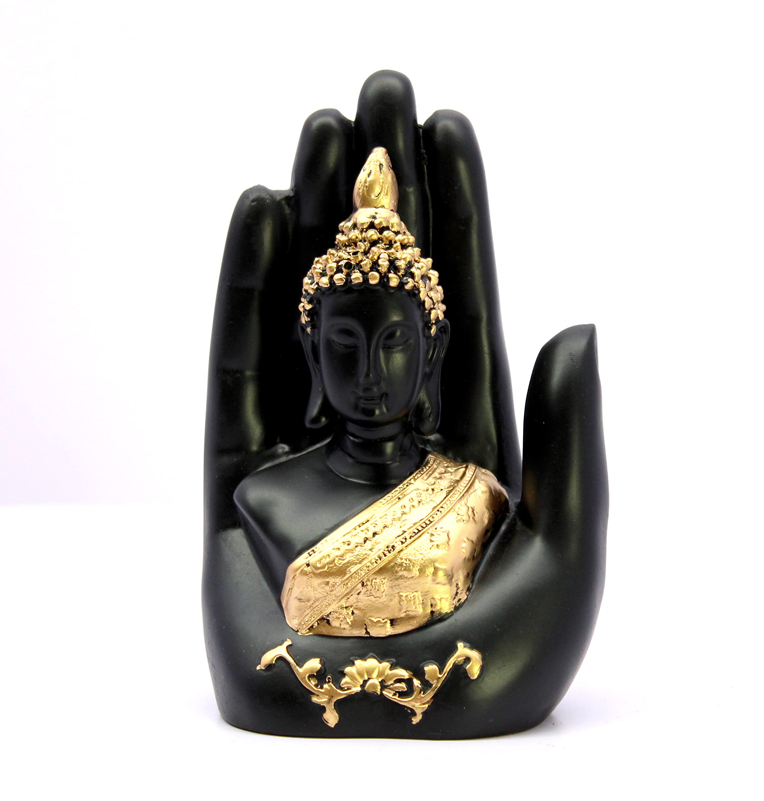 ESPLANADE Buddha Showpiece for Home Decor | Resin Palm Buddha Statue for Living Room, Office Table | Tibetan Decorative Items, Antique Idol & Figurine for Room Decor | Housewarming Gifts