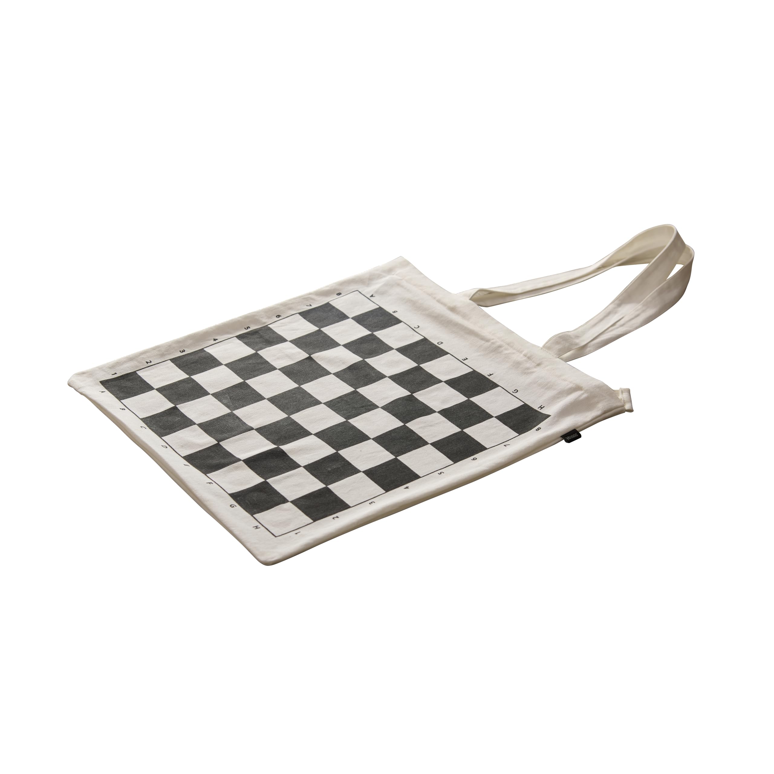 Stonkraft Roll-up Chess Board with Chess Pieces – Dual Purpose Portable Chess Mat & Cotton Tote Bag with Chess Board Print to Play Chess Anywhere | (White) (Without Chess Pieces)