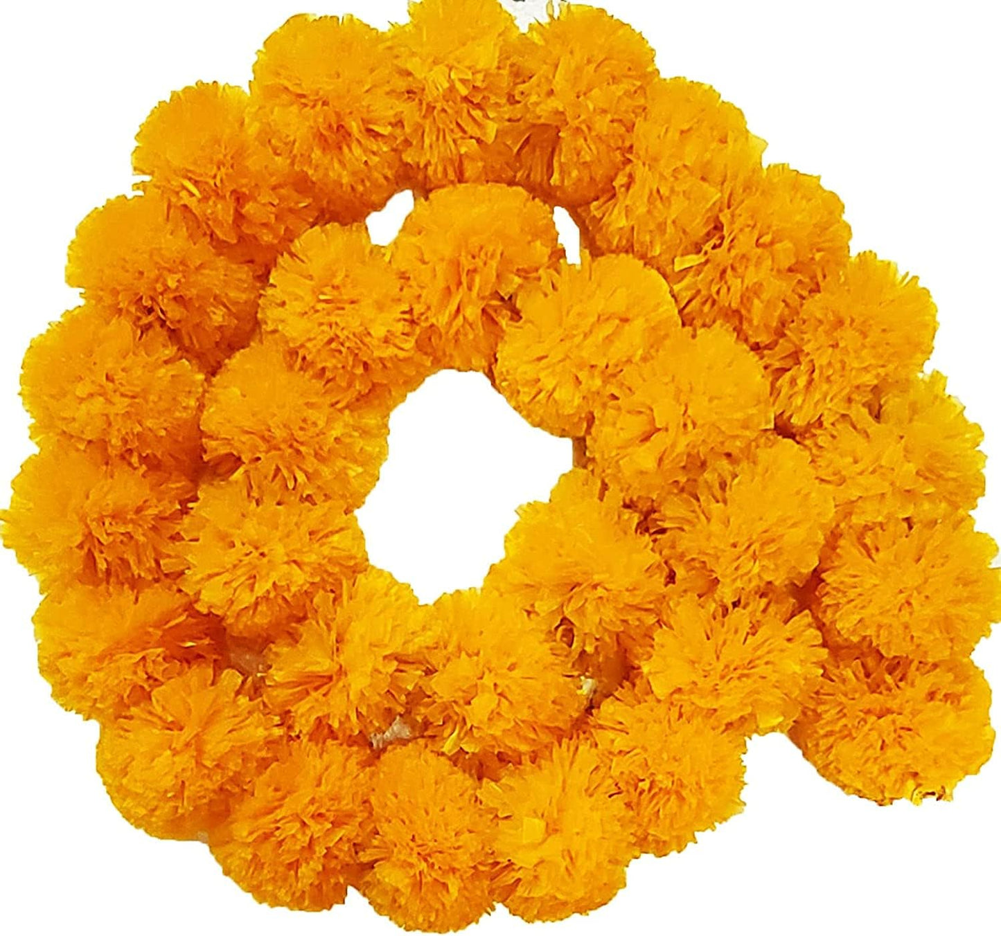 eSplanade Artificial Marigold Flower Garlands for Home Decor - Pack of 5 Strings - Saffron colour - 4 to 4.5 Feet Length