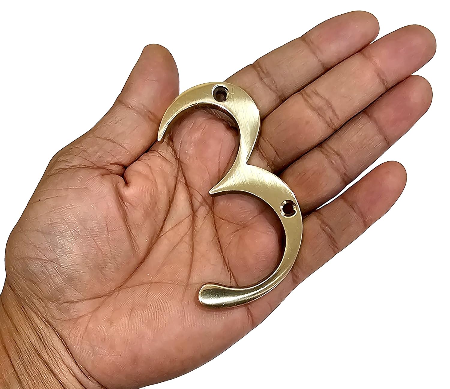 eSplanade 3" Brass House Hotel Door Number Plaque – Numeric Numerical Digit Sign for Home Office Hotel Guest House – Polished Brass Finish with Screws