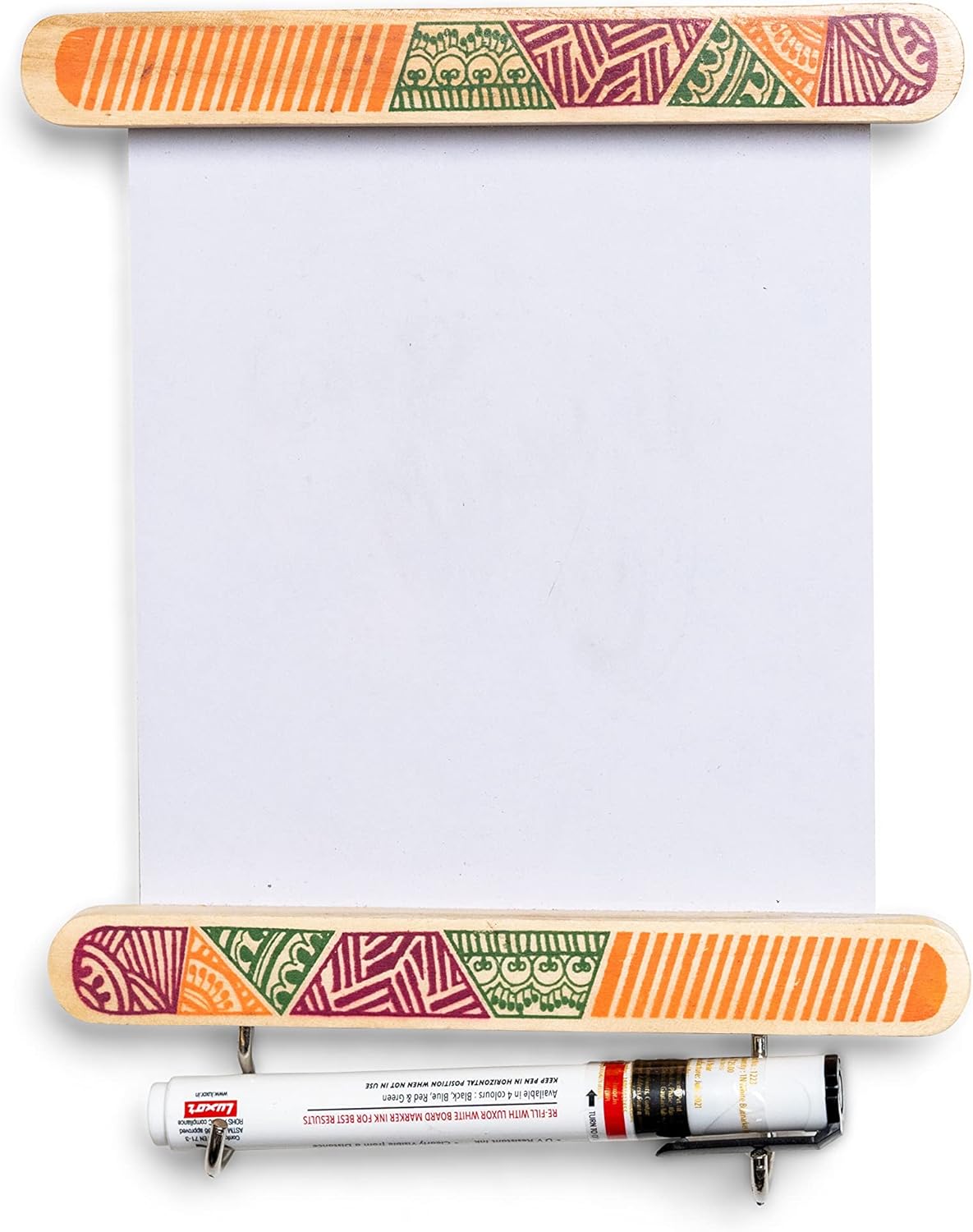 IVEI utility fridge magnet with a dry erase board and geometric pattern wooden frame - budget gifts - unique ideas - whiteboard