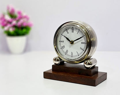 eSplanade Aluminium Metal Vintage Clock | Classic Retro Clock, European Style Vintage Table Clock Desk Clock | Clocks for Home | Time Piece | No Alarm feature - 7" Inches