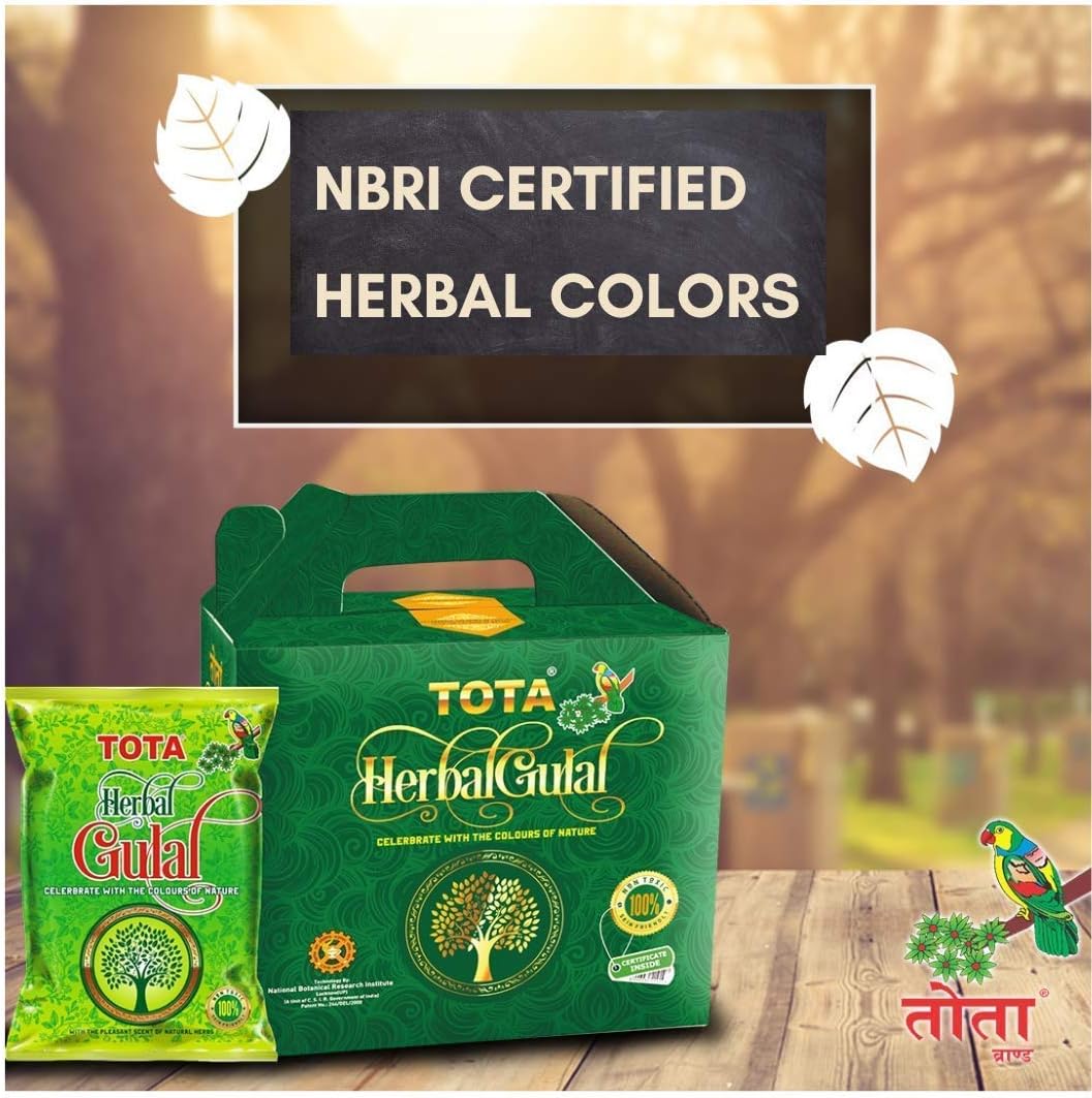 TOTA Herbal Holi Colour Giftbox | Certified Non-Toxic Chemical Free Natural Colors – 500 gm |Pack of 5 Neon Color Holi Gulal - Pink, Orange, Green, Light Green, Light Pink