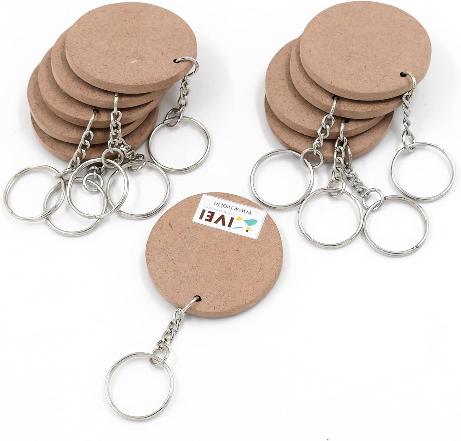 IVEI DIY MDF Key Chains Wood Sheet Craft - MDF Plain Square Shaped Key Chains for Painting Wooden Sheet Craft - Set of 20-2 in X 2 in for Decoupage MDF Plains, Resin Artwork & Decoration (Multi-shaped)