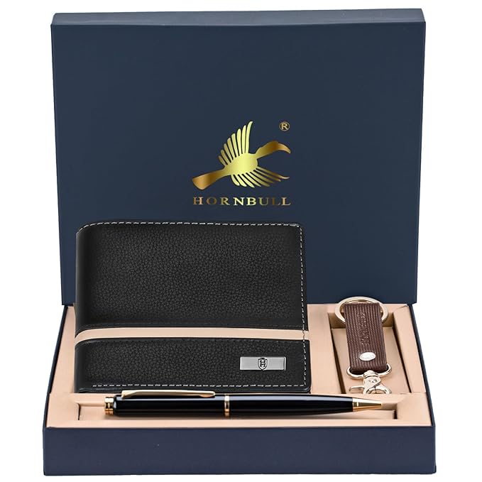 HORNBULL Denial Black Mens Leather Wallet | Leather Wallet for Mens & Valentine Gift Hamper | Branded Mens Wallet