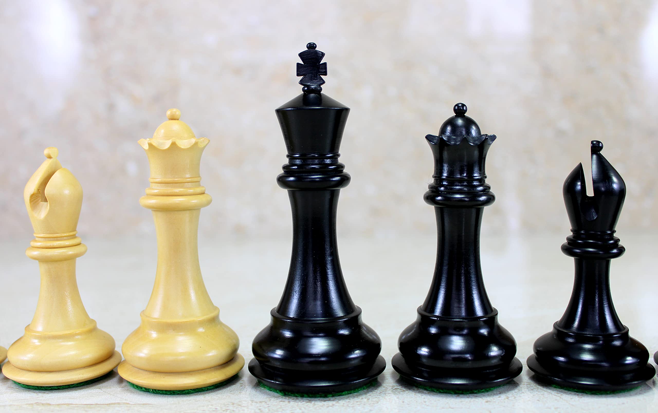 StonKraft Staunton Style Wooden Chess Pieces Chessmen Chess Coins (4" King with Extra queens)