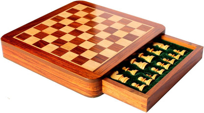 StonKraft Wooden Chess Board Game Set + Magnetic Wooden Chess Pieces (12 Inch Flat with Drawer)