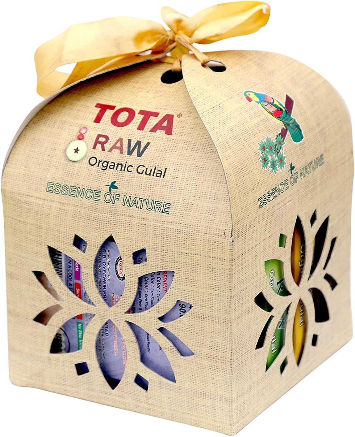 TOTA Raw Organic Baby Gender Reveal Color Powder Gift Box Pack of 4 - Green, Pink, Yellow, Orange (40gm Each)