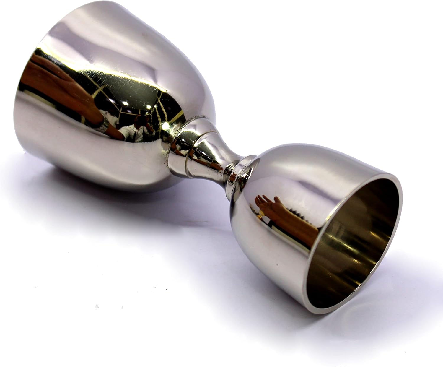 eSplanade Brass Liquor Peg Measuring Glass Jigger Bar Tool - Double Sided - 30 and 60 ml - Silver & Golden Engraved (Double Sided)