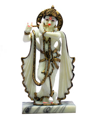 eSplanade Krishna Kishan Murti Idol Statue Sculpture | Home Decor | Resin - 14.25" Inches - White