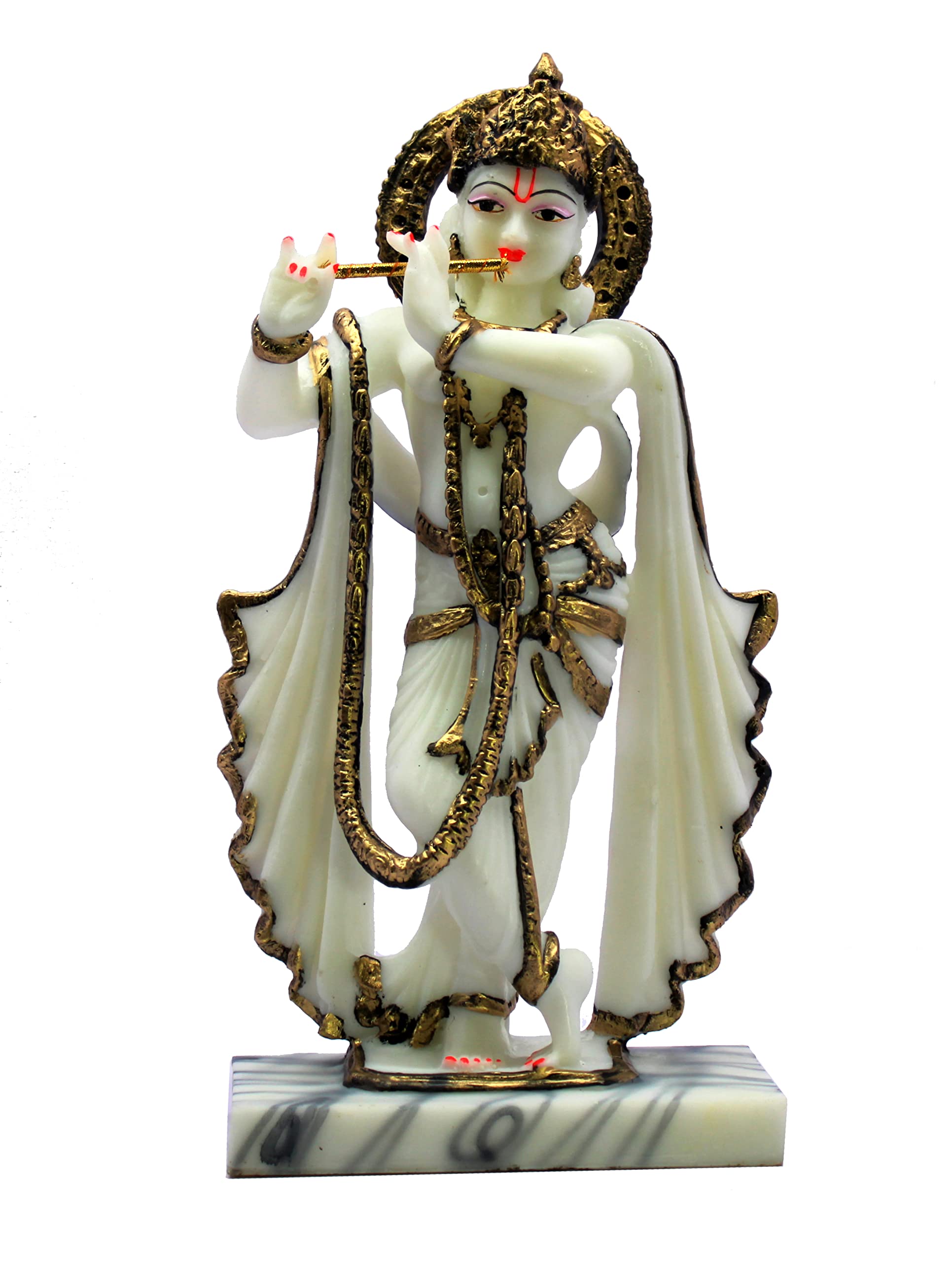 eSplanade Krishna Kishan Murti Idol Statue Sculpture | Home Decor | Resin - 14.25" Inches - White